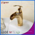 Fyeer High Quality Messing Becken Mischbatterie Golden Wasserfall Wasserhahn